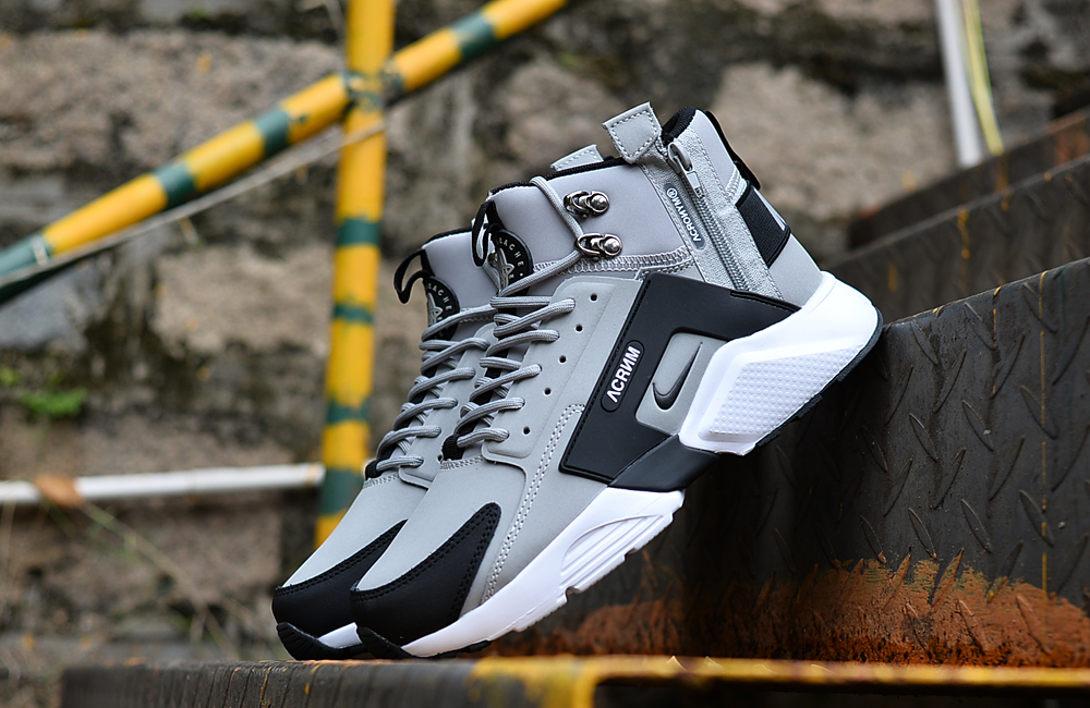 2018 Men Nike Huarache X Acronym City MID Leather Grey Black